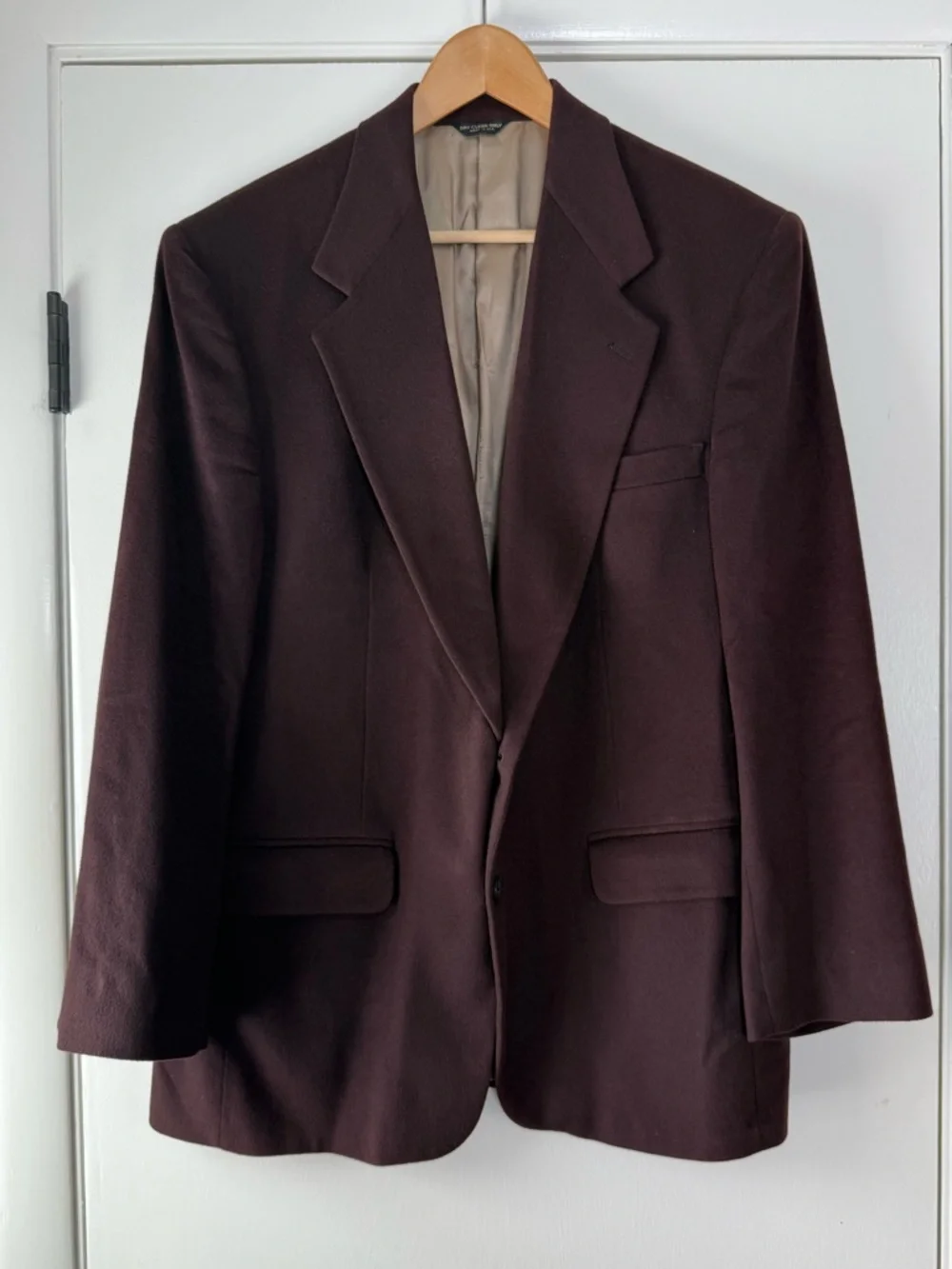Wingtips Bill Blass 100% Cashmere Suit Coat Blazer Chocolate Brown Quiet Luxury